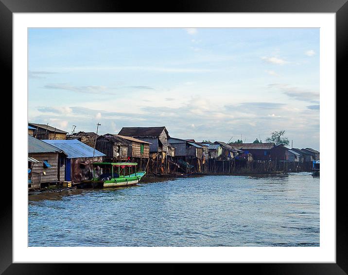 Cambodia : Tonle Sap Lake Framed Mounted Print by colin chalkley