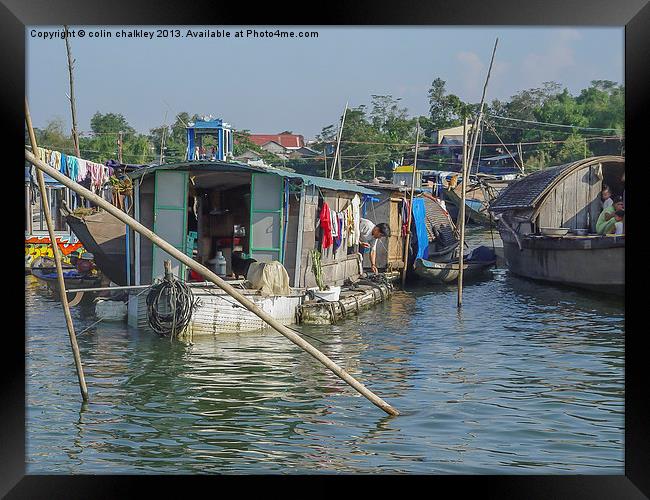 Life on the Mekong River Framed Print by colin chalkley