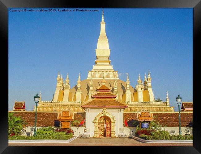 Laos - Pha That Luang Framed Print by colin chalkley