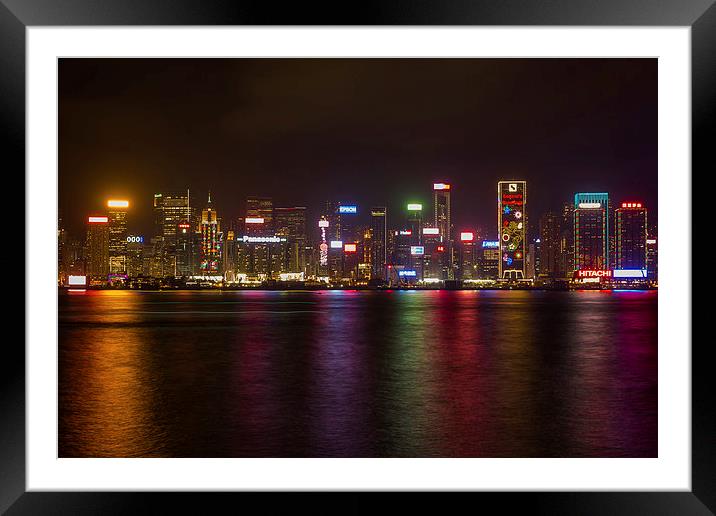 Hong Kong by night Framed Mounted Print by colin chalkley