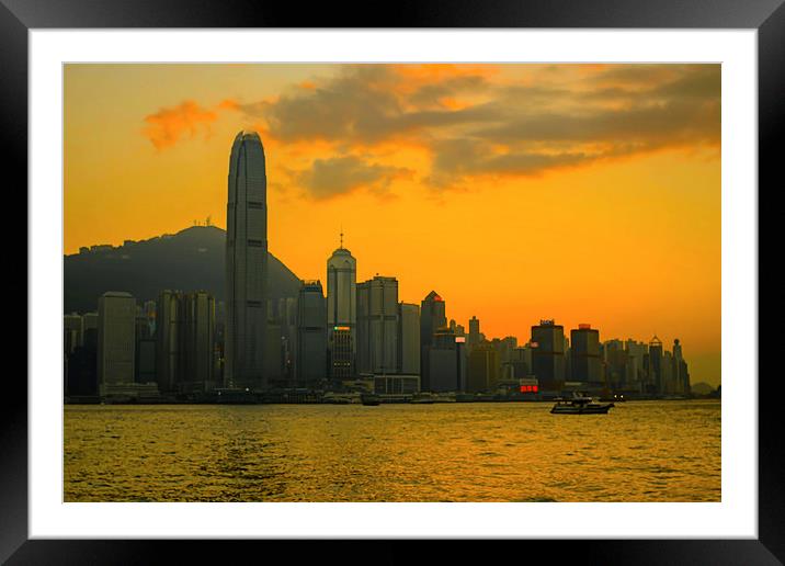 Hong Kong Twilight Framed Mounted Print by colin chalkley