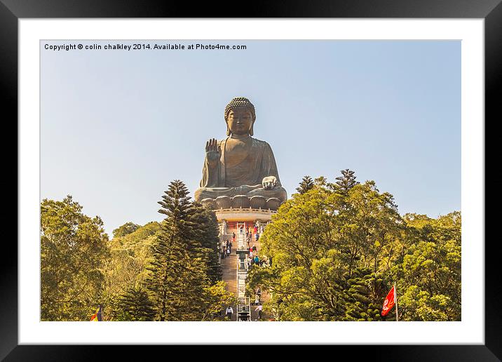 Tian Tan Buddha - Lantau Island Framed Mounted Print by colin chalkley
