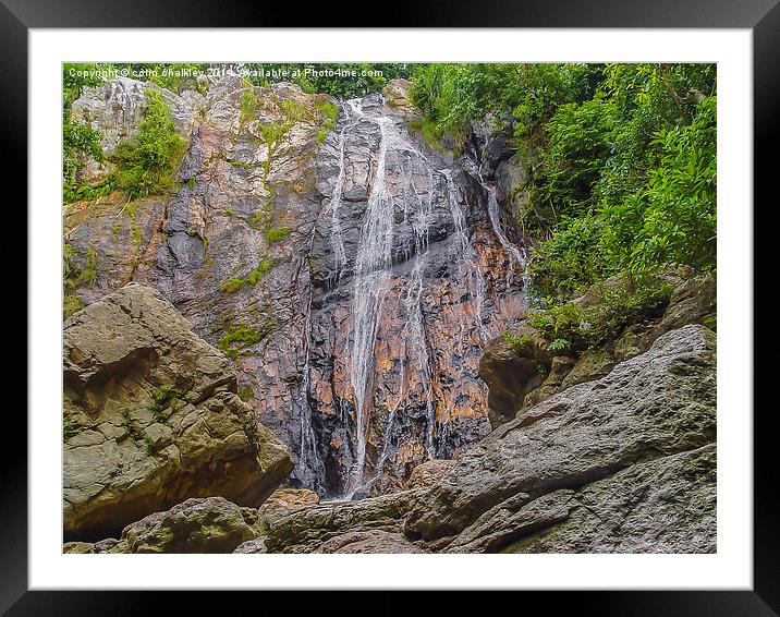 Namuang Waterfall in Koh Samui Framed Mounted Print by colin chalkley