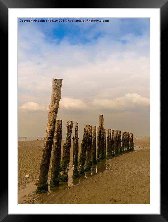 Mid Beach Breakwater at West Wittering Framed Mounted Print by colin chalkley