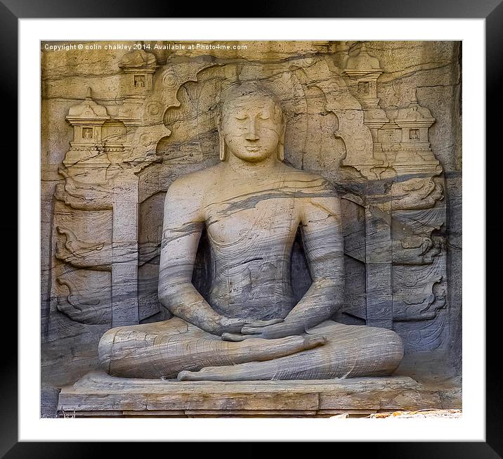 Stunning Rock Carving of Buddha Framed Mounted Print by colin chalkley