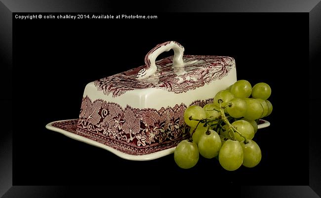 Cheese Dish and Grapes Framed Print by colin chalkley