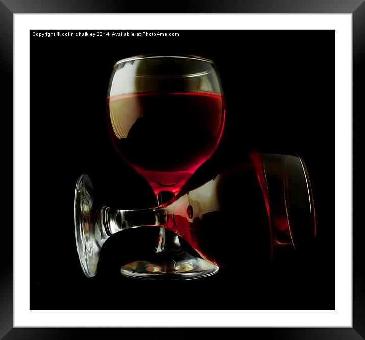 Two Glasses of Red Wine Framed Mounted Print by colin chalkley