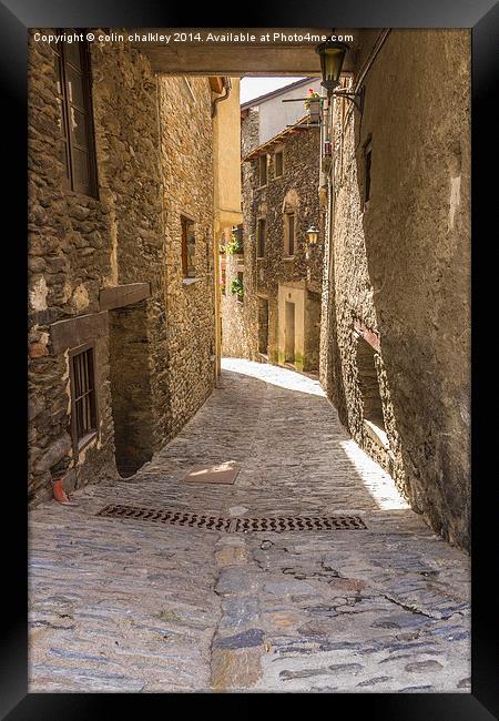  Cobbled Side Street in Ordino, Andorra Framed Print by colin chalkley