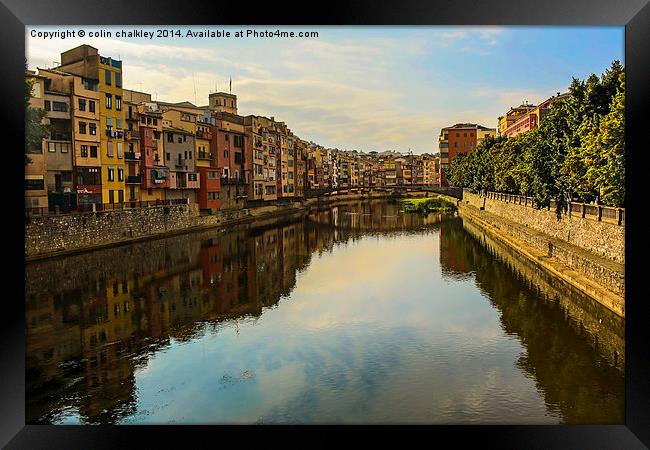  Girona City View down the River Onyar Framed Print by colin chalkley