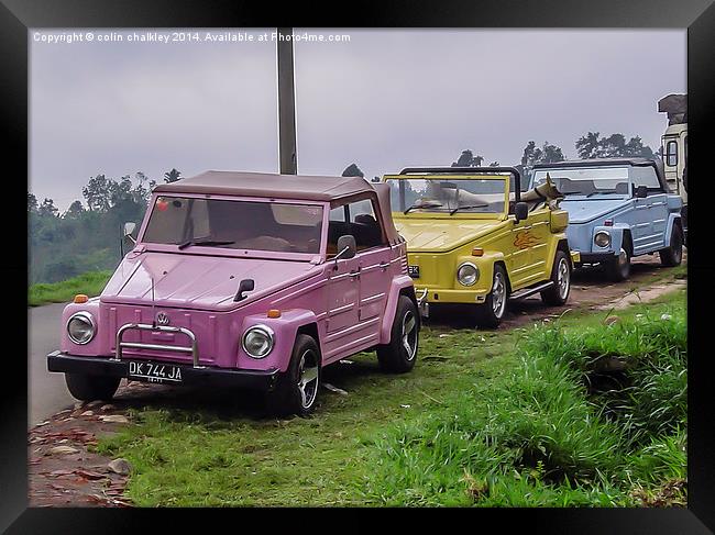  Hillside Vehicles in Bali Framed Print by colin chalkley