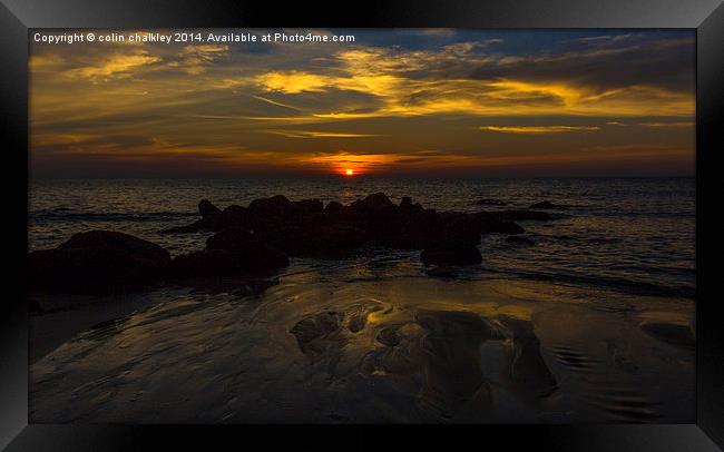  Naithon Beach Sunset Framed Print by colin chalkley