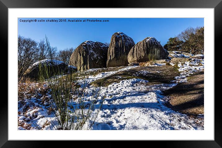 Les Pierres Jaumatres of Mont Barlot in snow Framed Mounted Print by colin chalkley