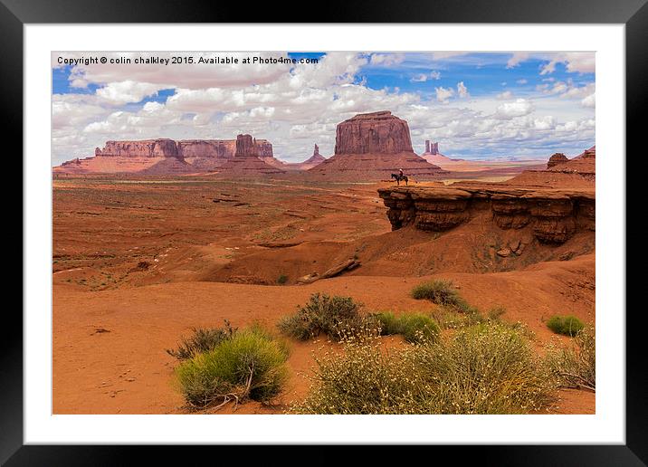  Monument Valley - Lone Horseman Framed Mounted Print by colin chalkley