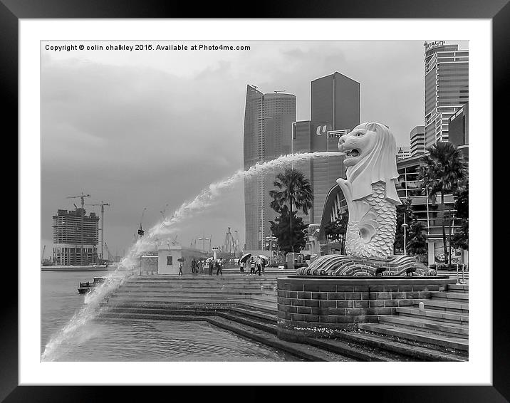 Merlion of Singapore City Framed Mounted Print by colin chalkley