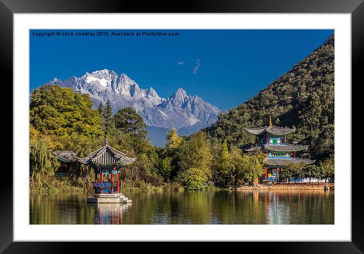 Black Dragon Lake Pagodas - Lijiang, China Framed Mounted Print by colin chalkley