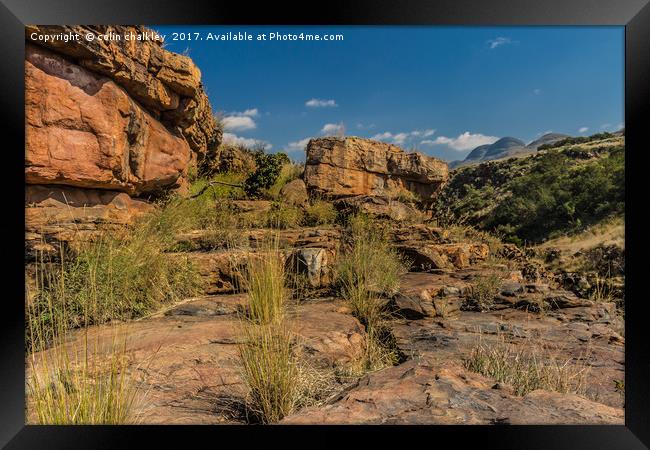 Pinnacle Rock Area Landscape - South Africa Framed Print by colin chalkley