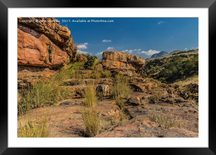 Pinnacle Rock Area Landscape - South Africa Framed Mounted Print by colin chalkley