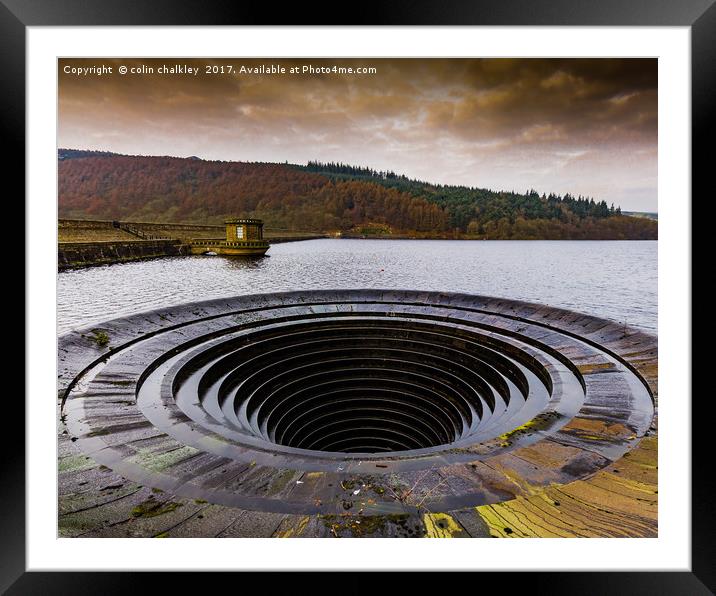 Ladybower Reservoir Overflow Framed Mounted Print by colin chalkley