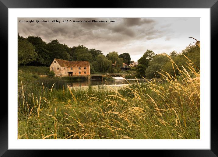 Sturminster Mill on a cloudy day Framed Mounted Print by colin chalkley