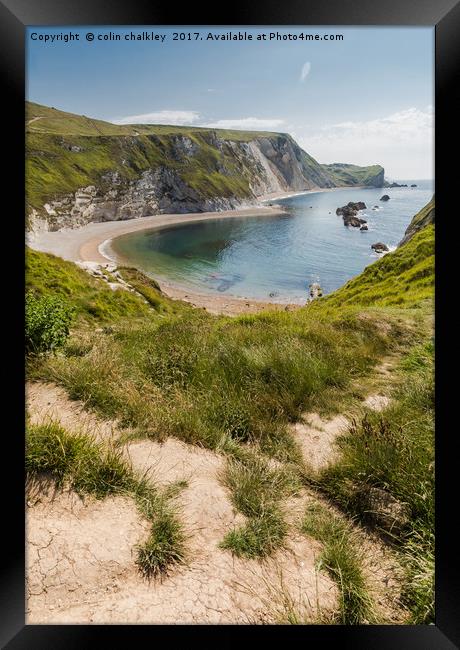 Man of War Bay Dorset Framed Print by colin chalkley