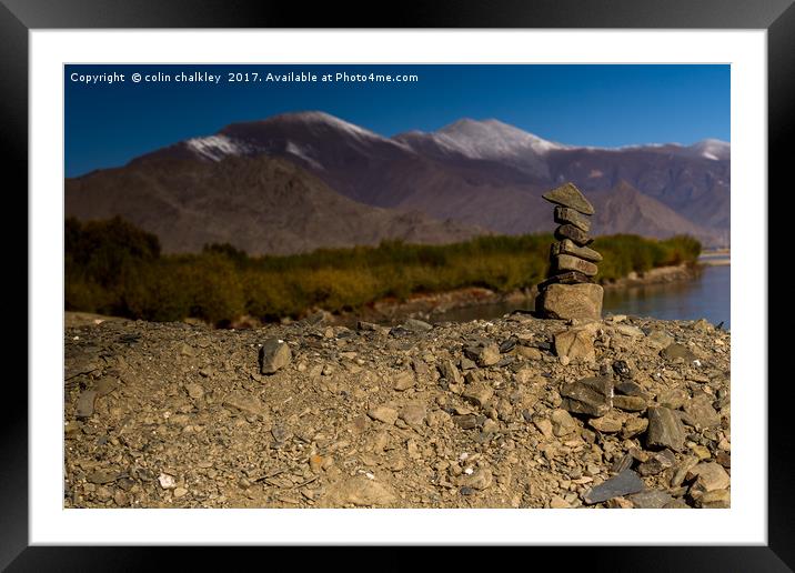Standing stones in Tibet Framed Mounted Print by colin chalkley