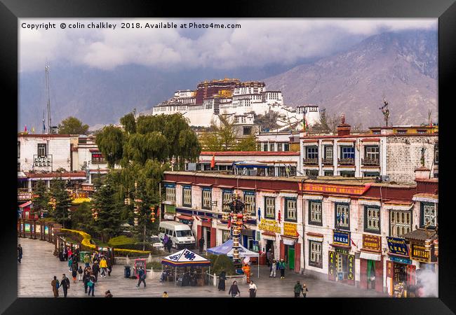 Potala Palace from the Jokhang Temple in Lhasa Framed Print by colin chalkley