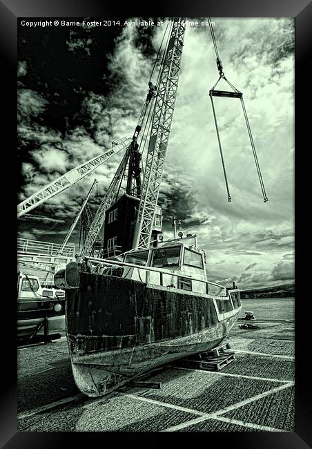  High and Dry at Goodwick Harbour Framed Print by Barrie Foster