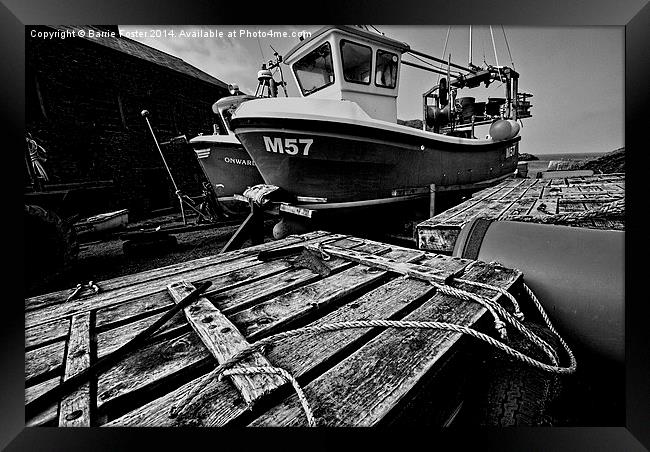  Porthgain Harbour Mono Framed Print by Barrie Foster