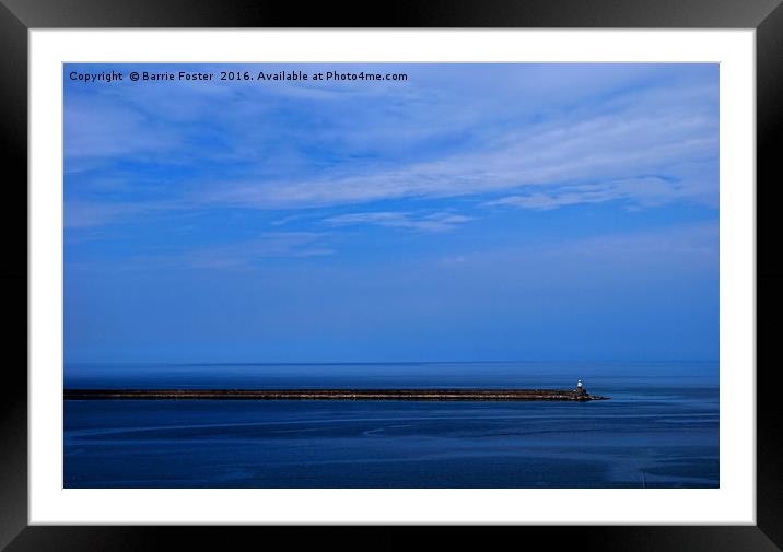 Study in Blue. Goodwick Harbour Breakwater Framed Mounted Print by Barrie Foster
