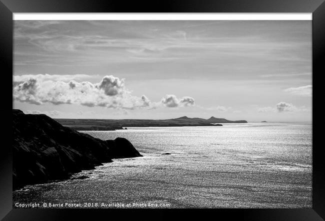 St Davids Head from above Pwllderi Framed Print by Barrie Foster