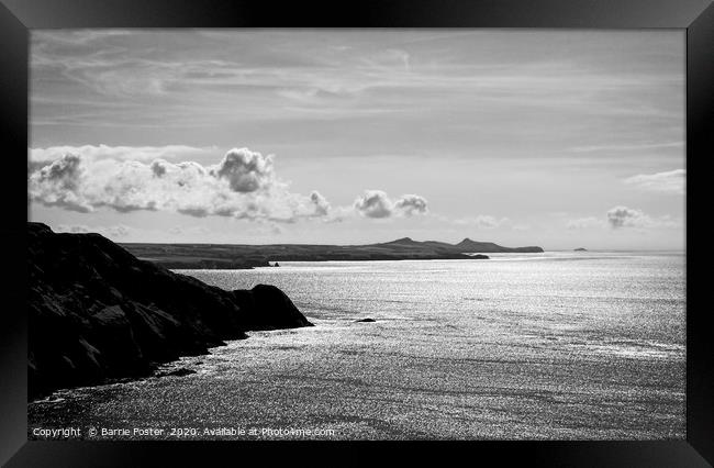 St Davids Head from above Pwllderi Framed Print by Barrie Foster