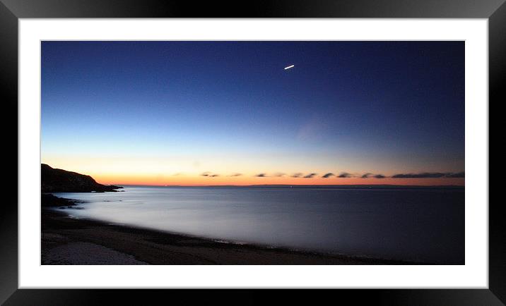 Sunrise and Star Trail at Langland Bay. Framed Mounted Print by Tony Dimech