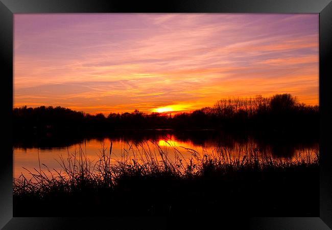  Sunset at Emberton Lake Framed Print by Tony Dimech