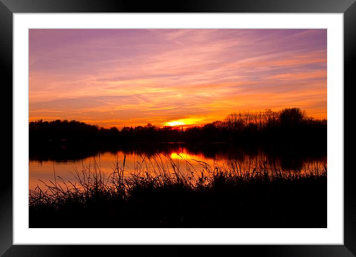  Sunset at Emberton Lake Framed Mounted Print by Tony Dimech