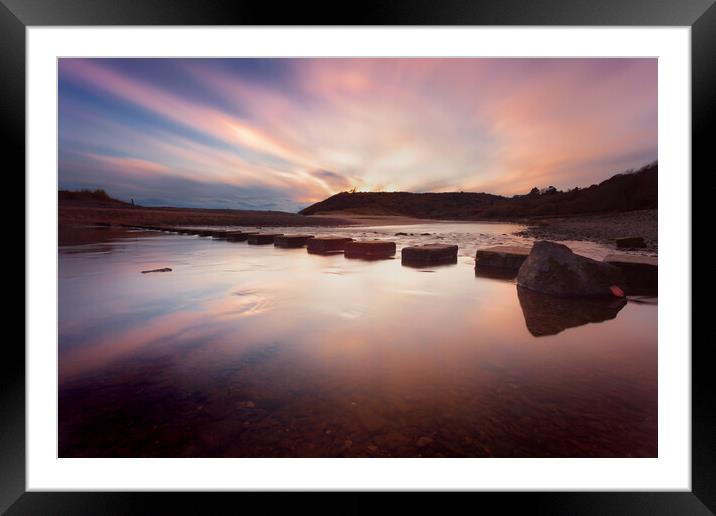 Sunset at Three Cliffs Bay  Framed Mounted Print by Leighton Collins