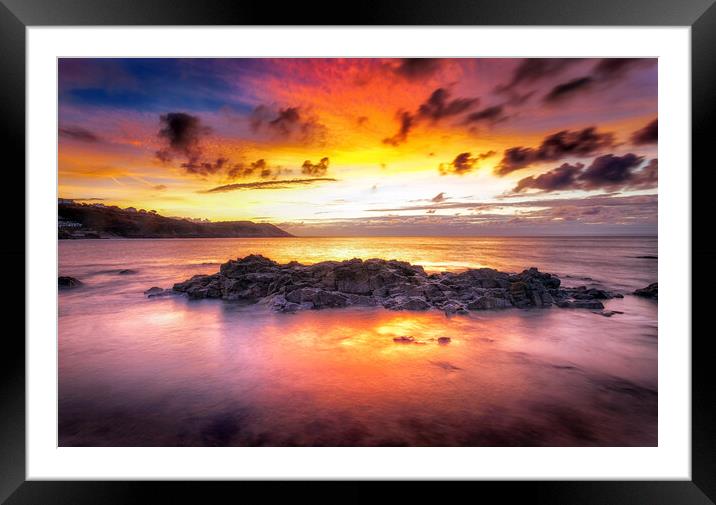 Sunrise at Langland Bay Framed Mounted Print by Leighton Collins