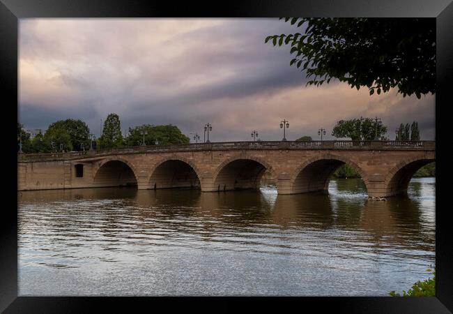 Worcester bridge and river Severn Framed Print by Leighton Collins