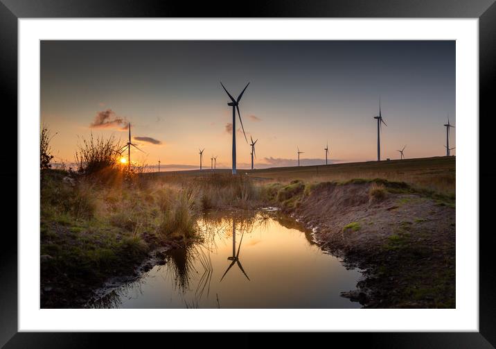 Mynydd y Betws Wind Farm Framed Mounted Print by Leighton Collins