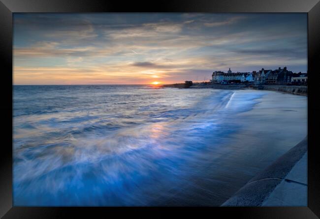 Sunset over Porthcawl breakwater Framed Print by Leighton Collins
