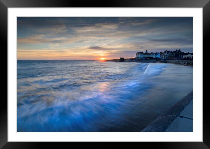 Sunset over Porthcawl breakwater Framed Mounted Print by Leighton Collins