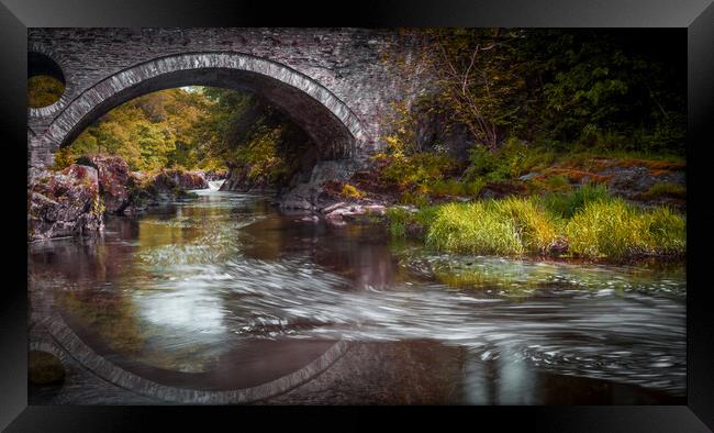 Cenarth bridge reflection Framed Print by Leighton Collins