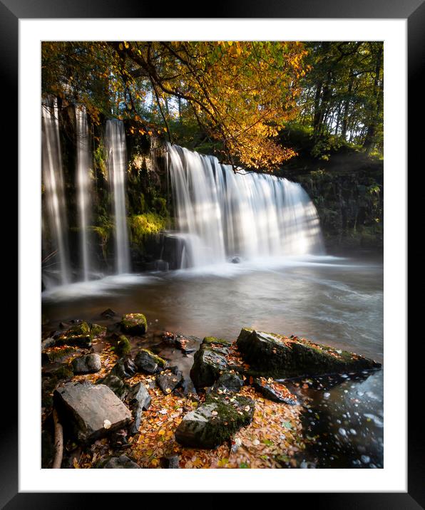 Autumn at Sgwd Ddwli Uchaf waterfall Framed Mounted Print by Leighton Collins