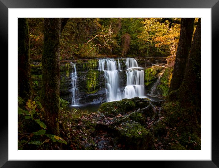 Autumn at Panwar Waterfall Framed Mounted Print by Leighton Collins