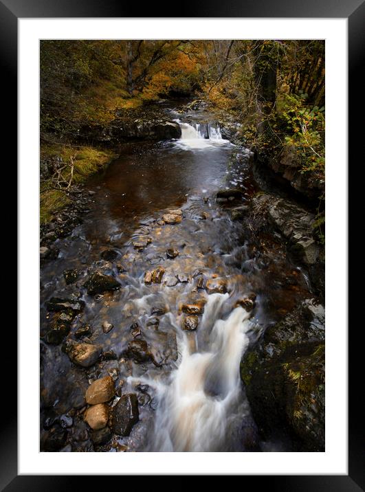 The Afon Pyrddin river in Waterfall Country Framed Mounted Print by Leighton Collins