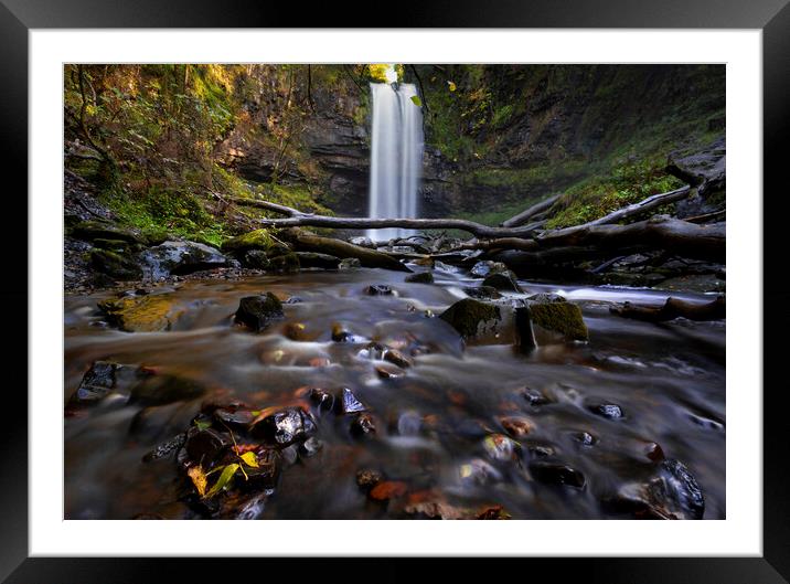 Henrhyd Falls at Coelbren, South Wales UK Framed Mounted Print by Leighton Collins