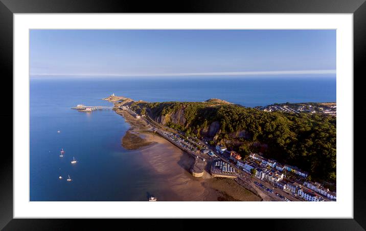 Mumbles headland by drone Framed Mounted Print by Leighton Collins