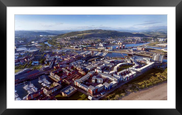 Swansea Marina, River Tawe, Kilvey Hill Framed Mounted Print by Leighton Collins