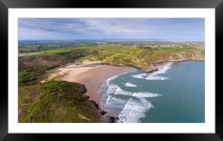 Three Cliffs Bay South Wales Framed Mounted Print by Leighton Collins