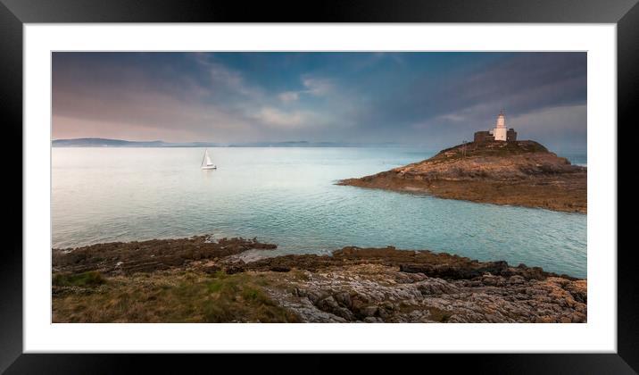 Mumbles lighthouse Swansea Framed Mounted Print by Leighton Collins