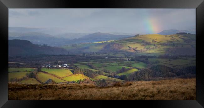 Welsh hills and a rainbow Framed Print by Leighton Collins